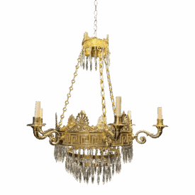 19th Century Caldwell Chandelier with Greek Key