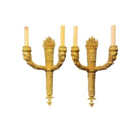 1900 French Empire Gilt Bronze Sconces
