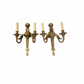 1920 Neoclassic Gilt Bronze Sconces