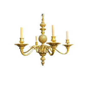1900's Caldwell Engraved Bronze Chandelier 6 Lights