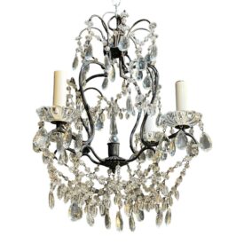 1940's Italian Small Crystals Chandelier 4 Lights