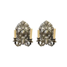 1900's English Baroco Silver Plated Sconces