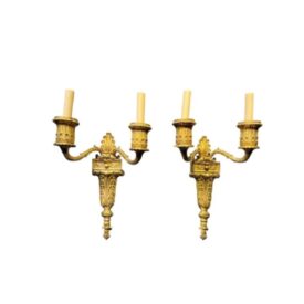 1930's Neoclassic Gilt Bronze Sconces