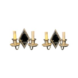 1920's Small Caldwell Diamond Mirror Sconces