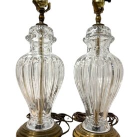 1940's French Cut Glass Table Lamps