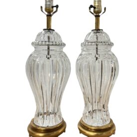 1920's large cut crystal table lamps