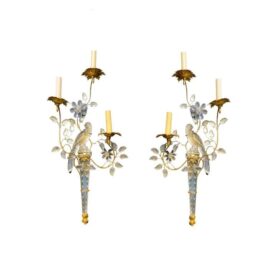 1930s Bagues Gilt Metal Bird Sconces 3 lights