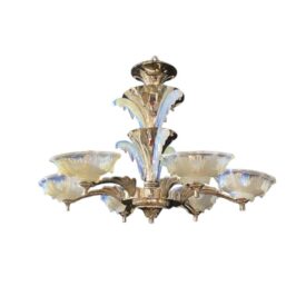 1940s Art Deco Murano glass 6 Lights Chandelier
