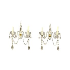 1920's Mirror and Crystals 2 Lights Sconces
