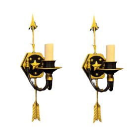 1910 Federal Style Bronze One Light Sconces