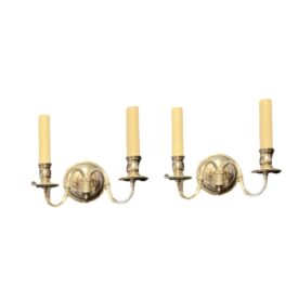 1900 Caldwell Small Silver Sconces Two Lights