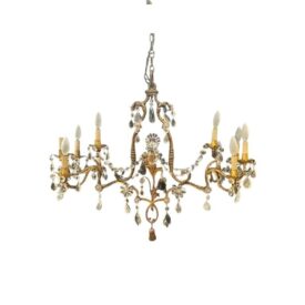 1930 French Bagues Unusual Chandelier 10 Lights with Rock Crystals