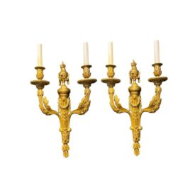 1920's Caldwell Bronze Sconces with Acanthus Leaves 2 Lights