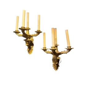 late 19th century French Gilt Bronze 4 Lights Sconces