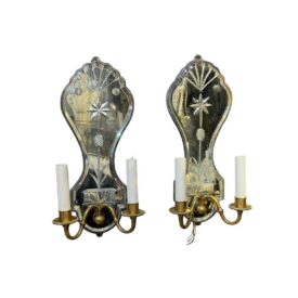 1900 Large Caldwell Etched Mirror Sconces