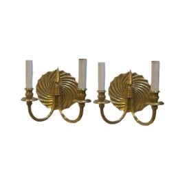 1940 French Gilt Bronze Sunburst Sconces