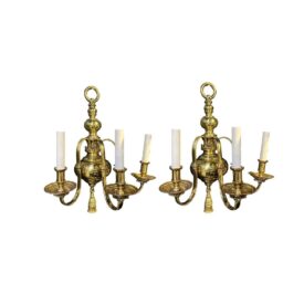 1900 Gilt Bronze Federal Style Large Sconces 3 Lights