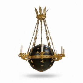 1900 French Empire Globe Chandelier with Swans