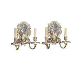 1900 Caldwell Silver Plated Sconces With Two Lights