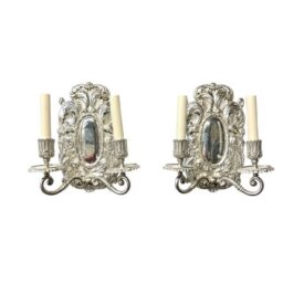 1900 Caldwell Baroque Silver Plated Sconces with 2 lights