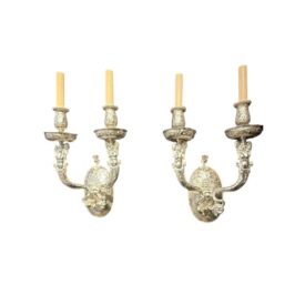 1900 Caldwell Silver Plated Sconces with Mermaid Arms 2 lights