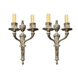 1920's Caldwell Neoclassic Style Silver Plated Sconces