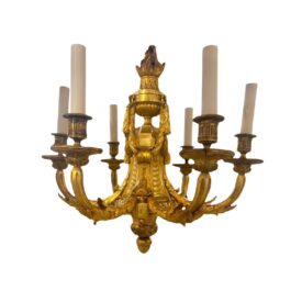 1900 Neoclassic Style Gilt Bronze Caldwell Chandelier 6 lights