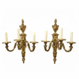 1920 Caldwell Gild Bronze Sconces 3 Lights Louis XVI Style