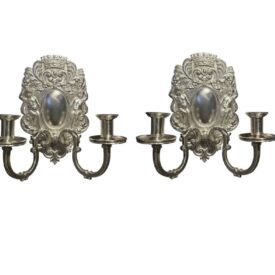 Late 19th Century Caldwell Silver Plated Sconces Baroque Style
